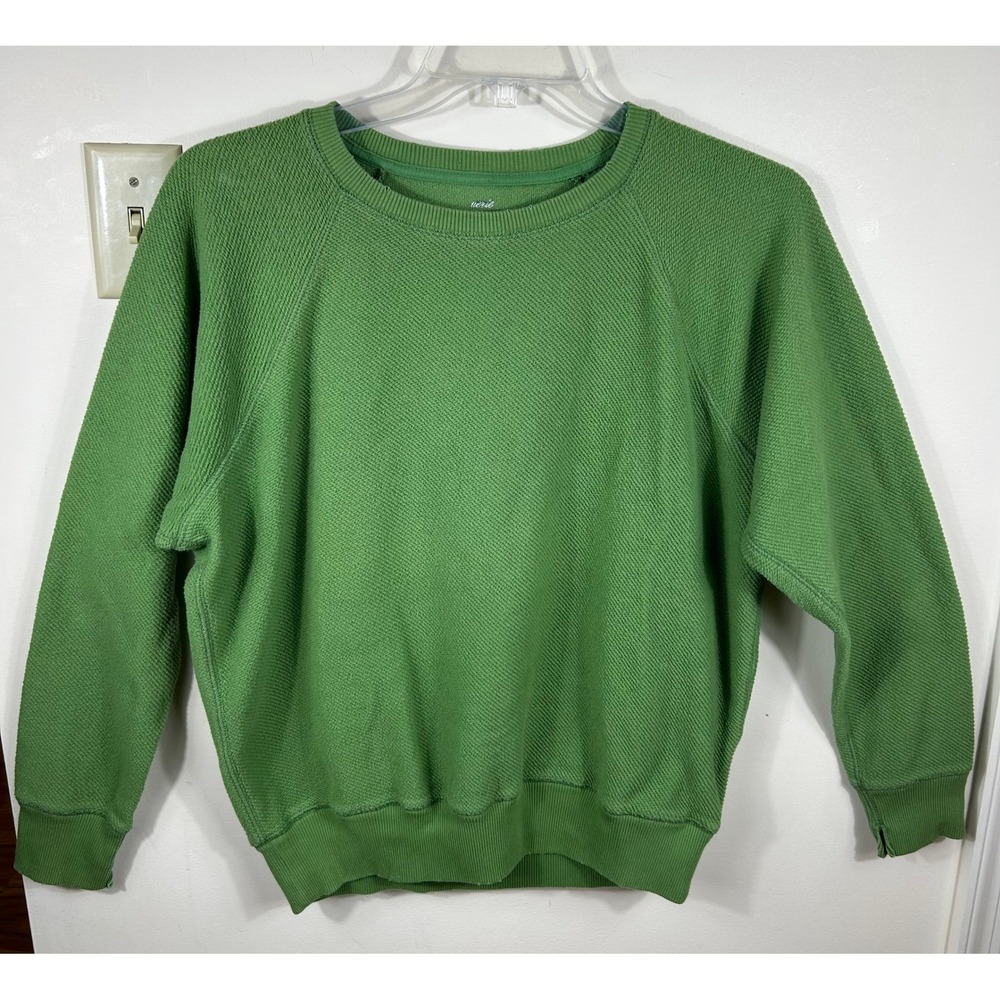 Aerie Sweatshirt Women S Green Terry Raglan Sleeve Textured Pullover Comfortcore